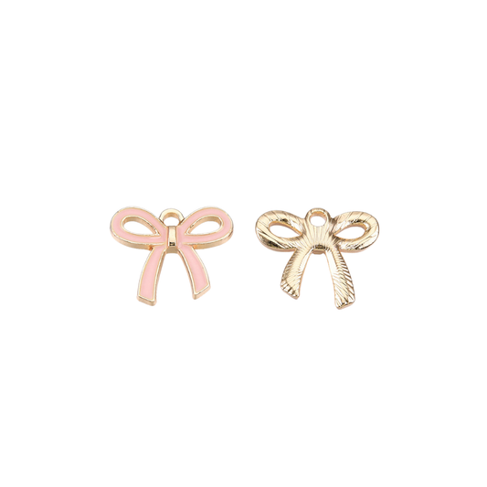 TCB Gold Pink Bowknot Charm