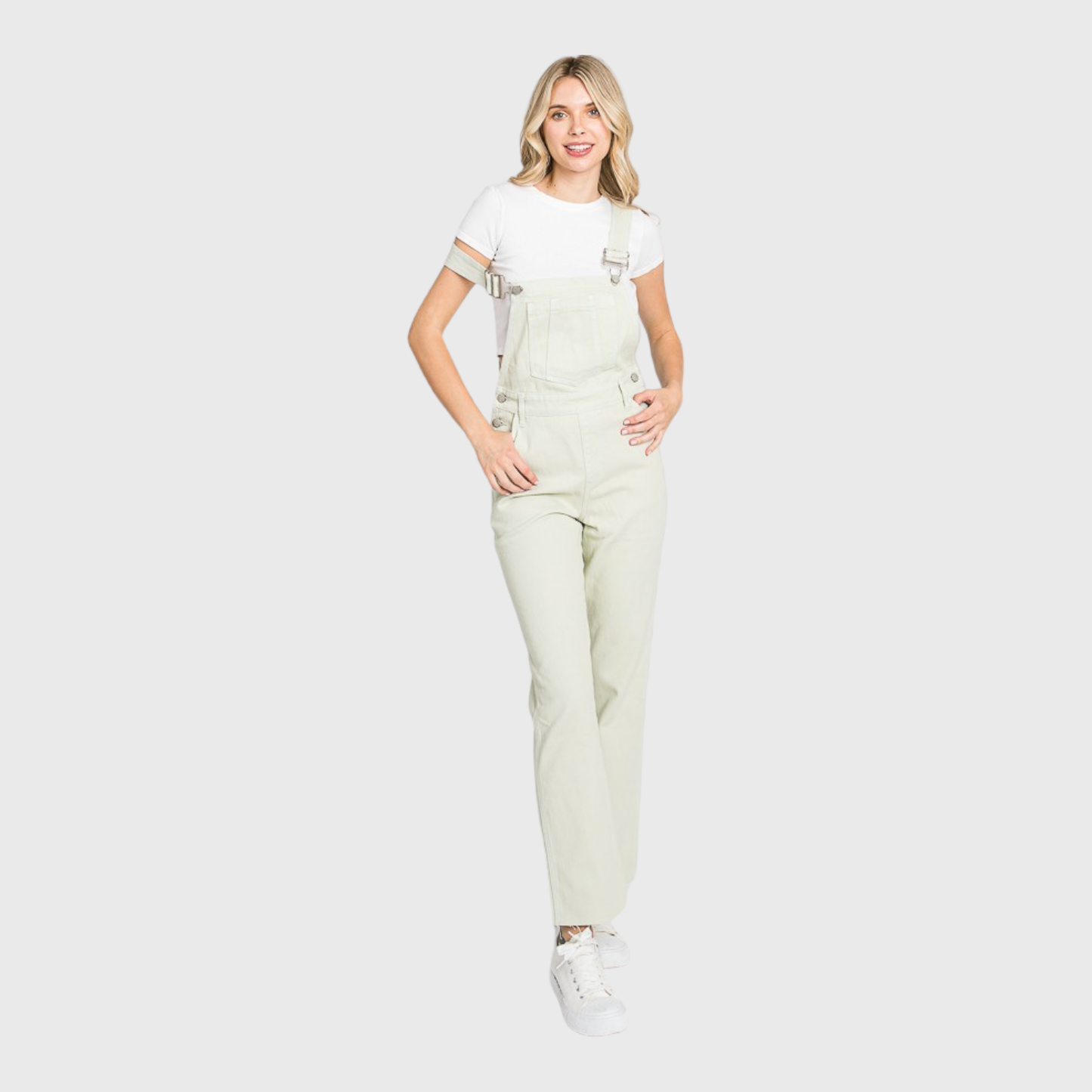 LT-OLIVE STRAIGHT LEG OVERALLS
