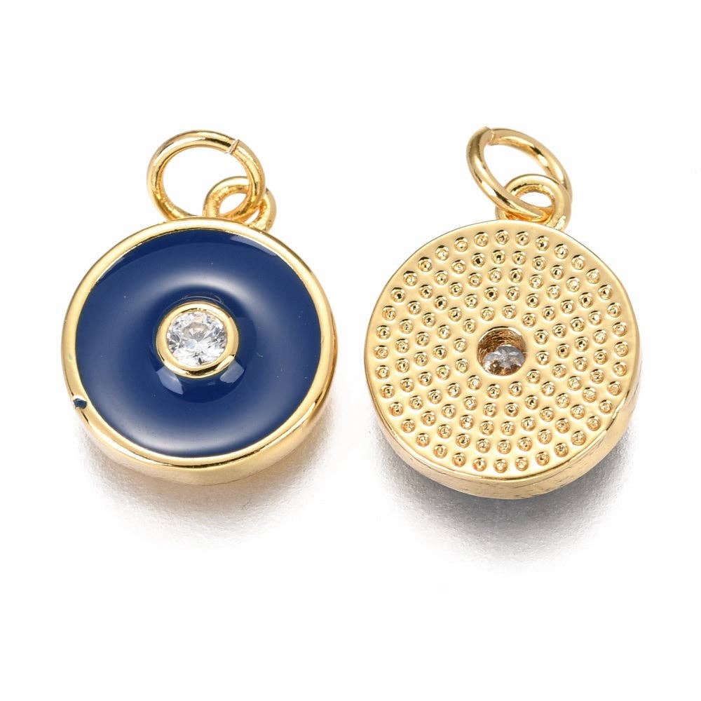 TCB 'Subtle Bling' - Round Color Disc with Cubic Zirconia Center Charm