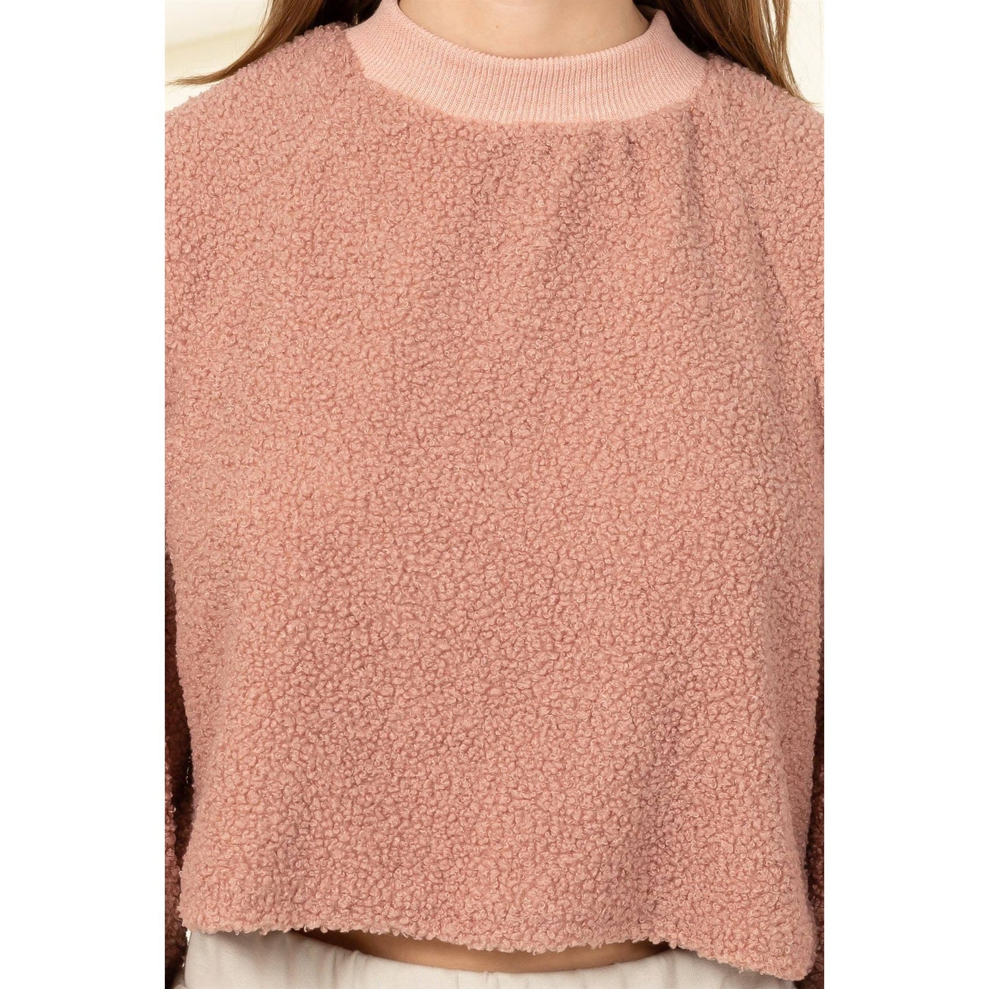 Raglan Balloon Sleeves Fur Pullover