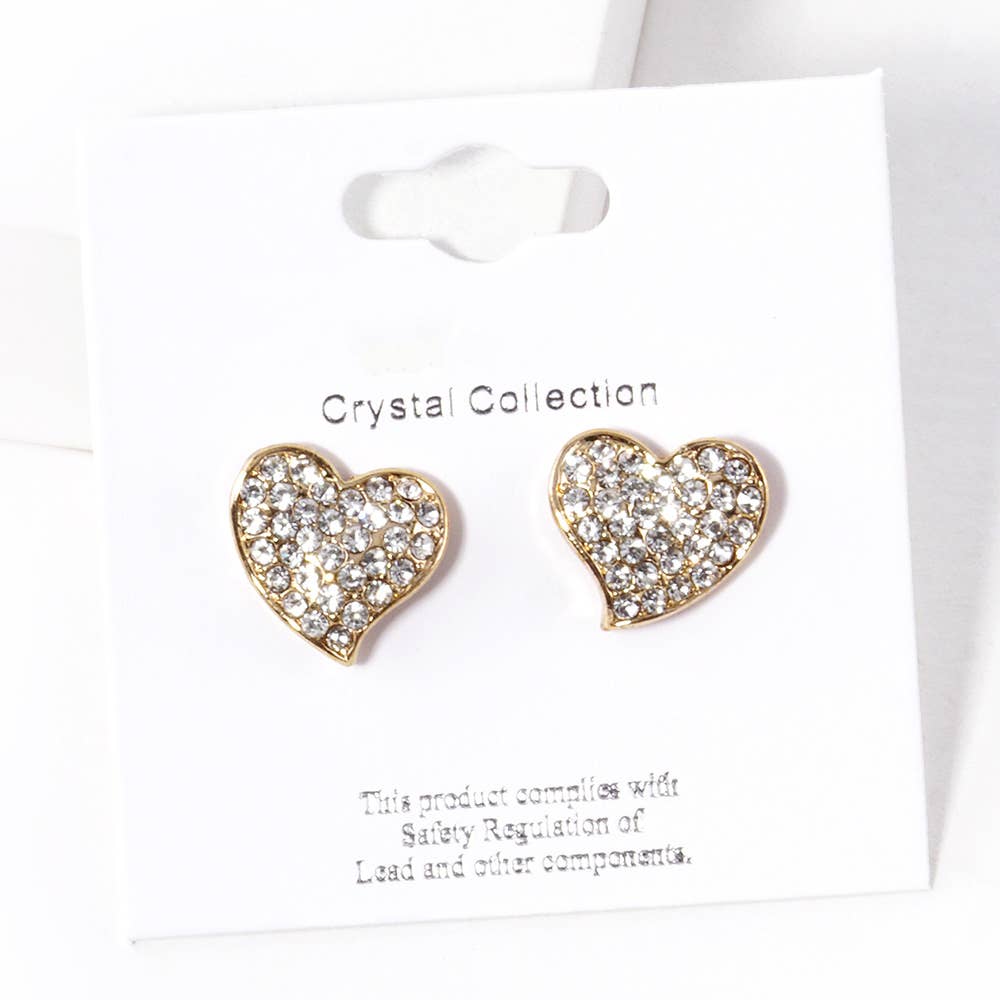 Crystal Rhinestone Pave Heart Stud