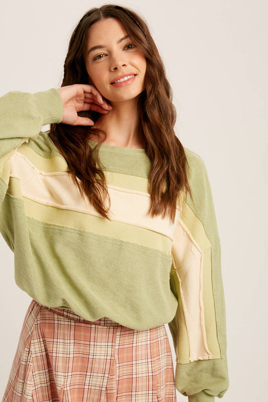 Colorblock Striped Knit Pullover Top