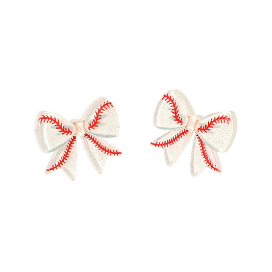 Resin Sports Bow Stud Earrings