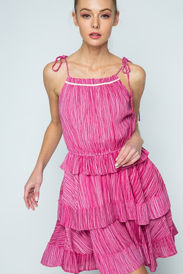 TEABERRY HALTER TIE STRAP TIERED LAYERED SKIRT MINI DRESS 