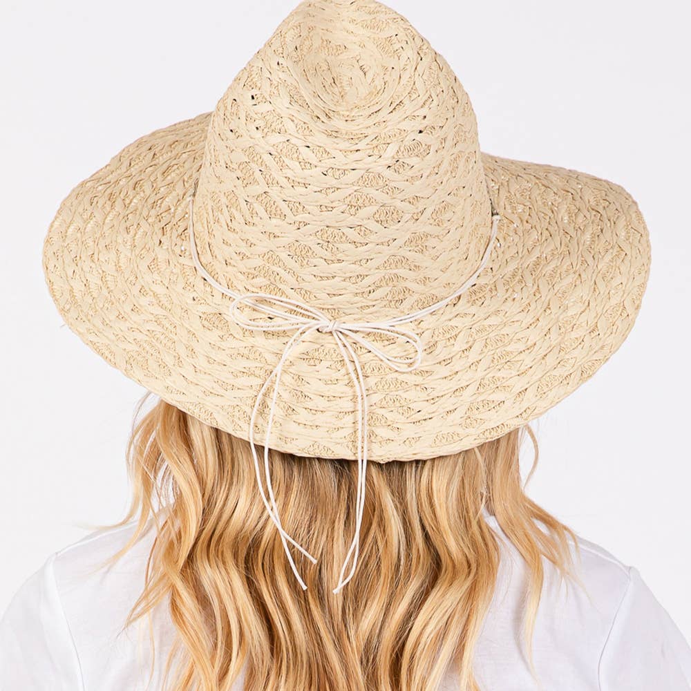 Straw Sun Hat with Straw Braided Evil Eye
