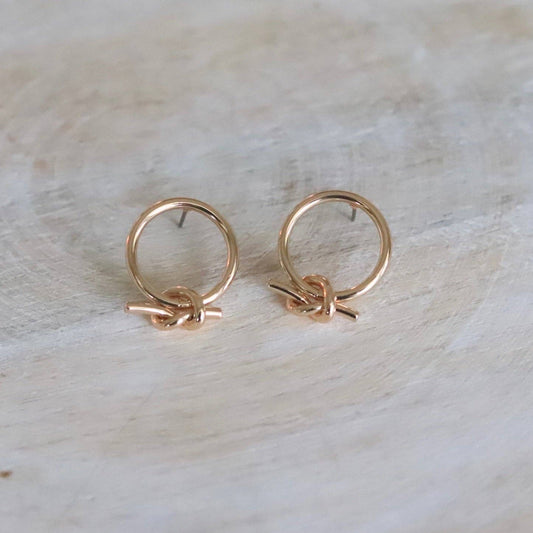 Petite Knotted Hoop Stud Earrings