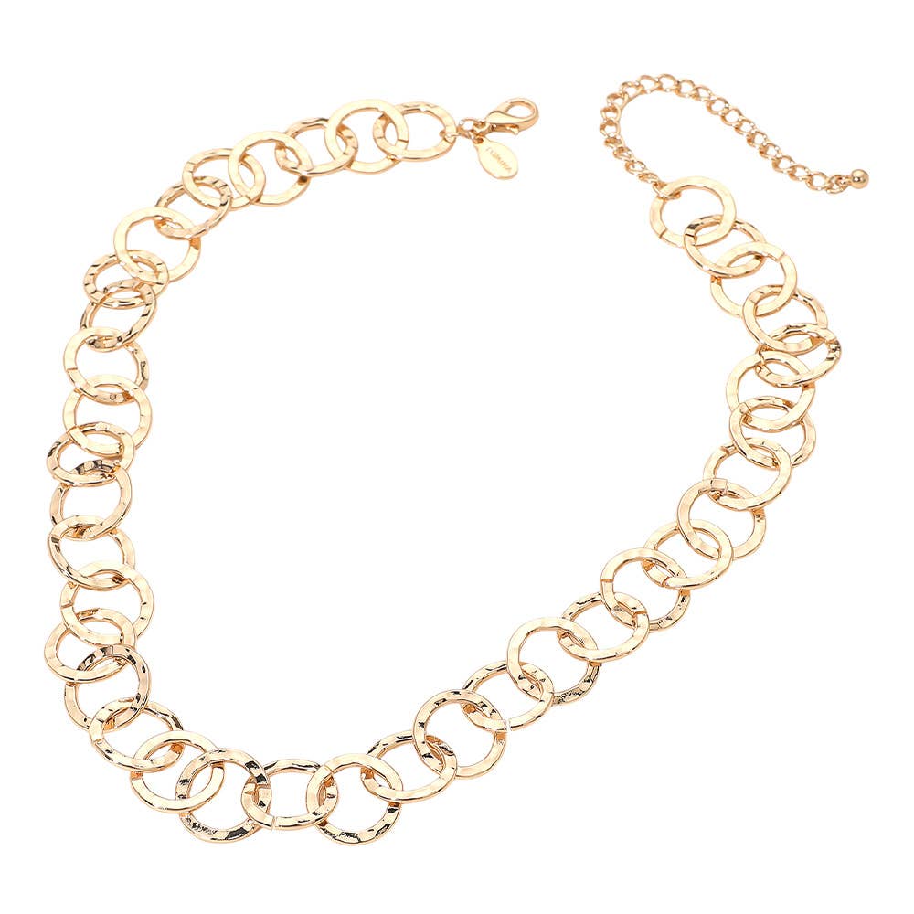 Chunky Square Link Chain Necklace: Gold
