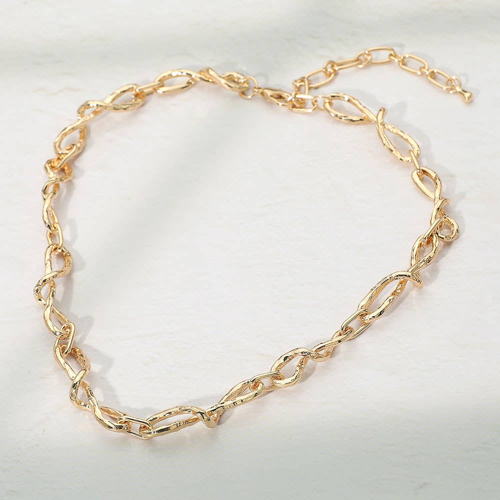 Metal Twisted Irregular Chain Necklace