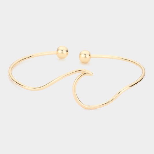 Gold Metal Wave Cuff Bracelet