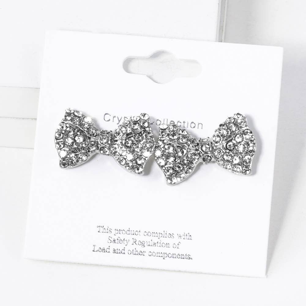Crystal Rhinestone Bow Stud Earrings: Light,Siam