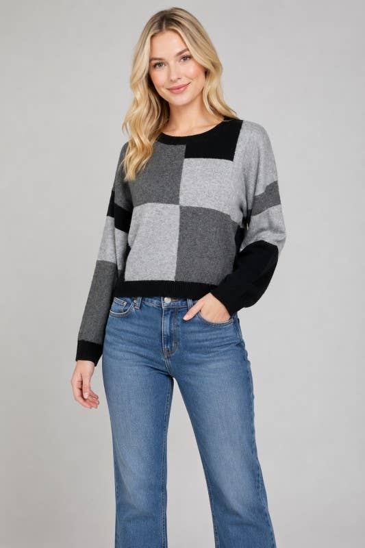 Black/Gray Color-Block Sweater