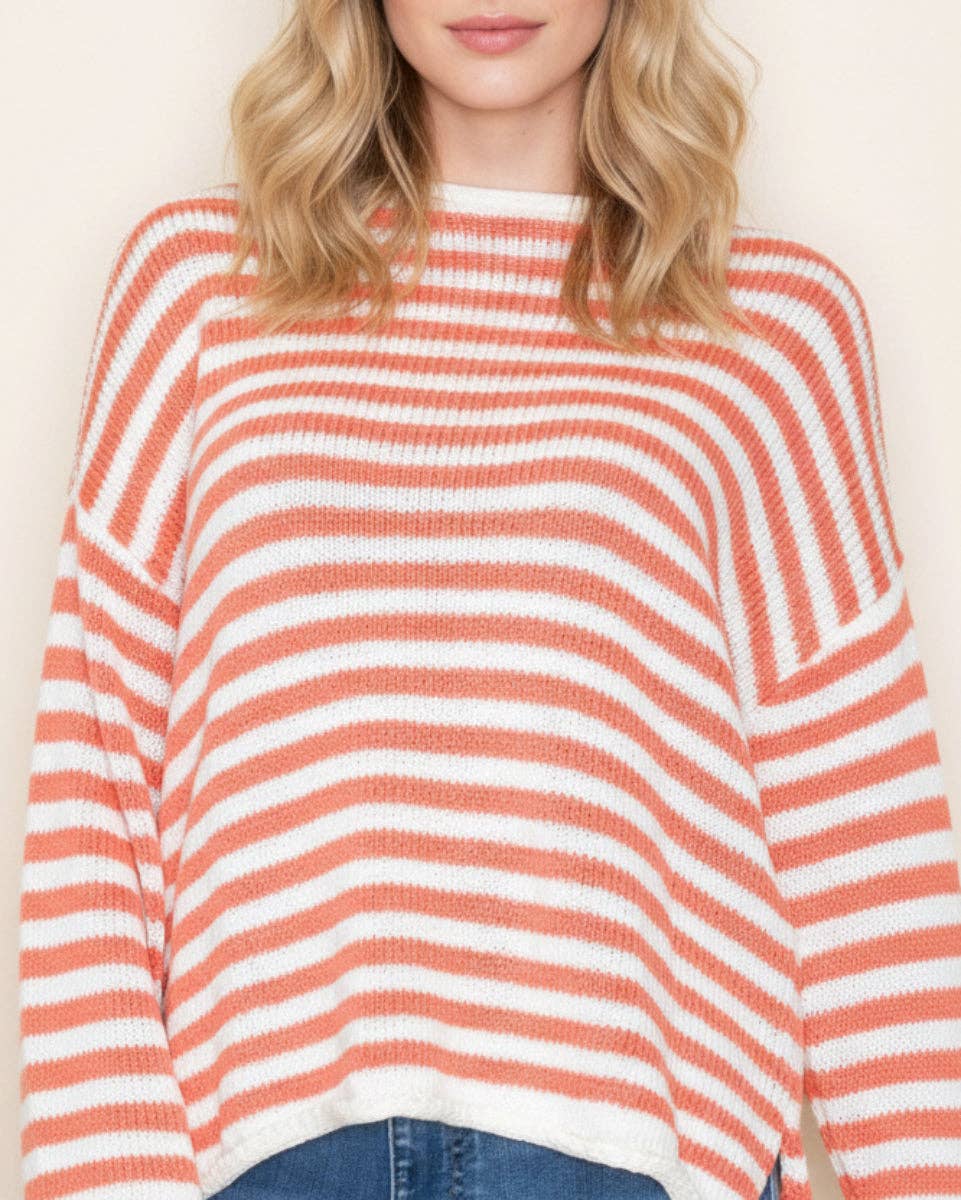 STRIPE ROUND NECK LONG SLEEVE TOP
