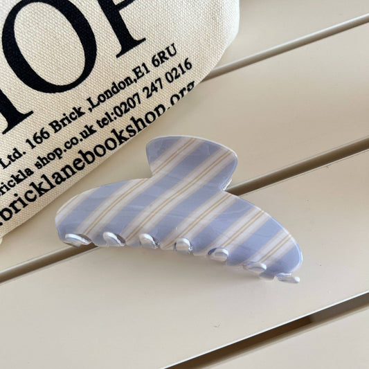 Blue-White Striped Patterns Hair Claw Clip