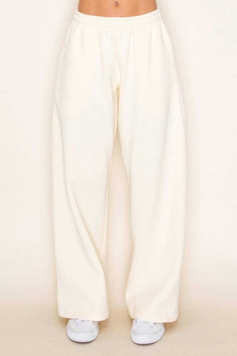 FLEECE BOW WITH SIDE POCKET WIDE LEG PANTS AND MATCHING BOW HOODIE