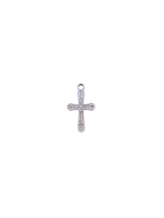 TCB Silver Crystal Cross Charm