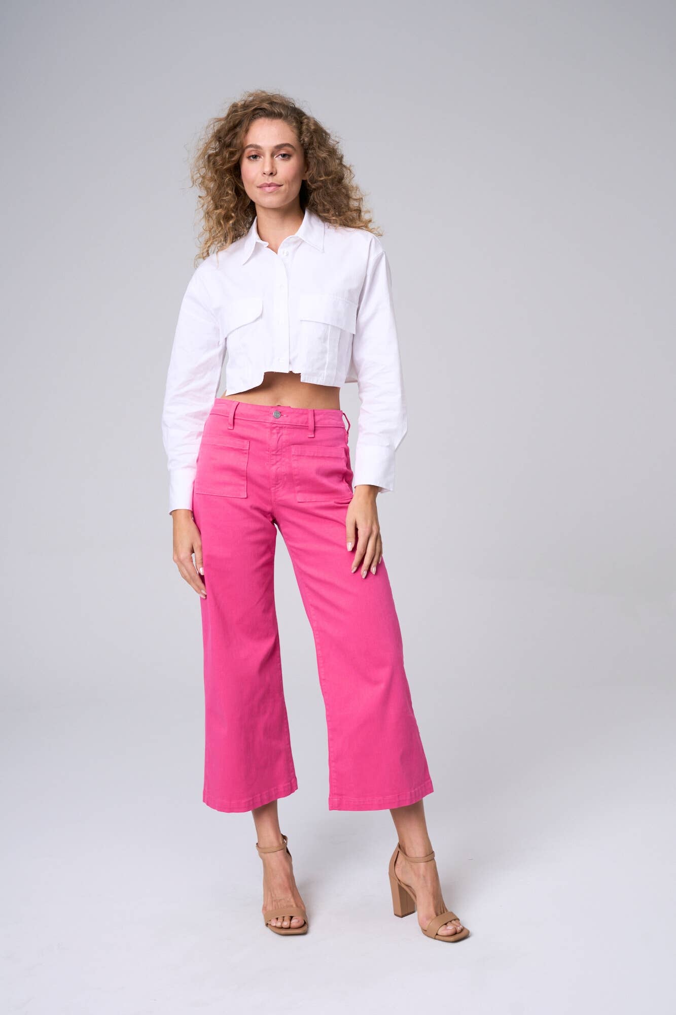 Hot Pink Front Pocket Crop Pant