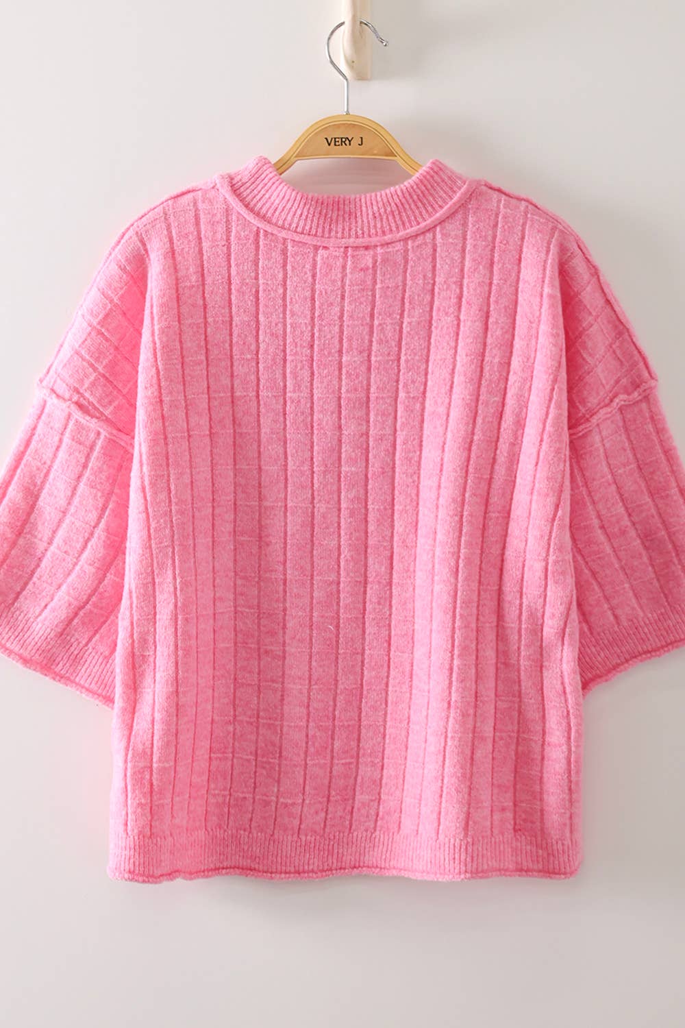 12W3734N-Cropped Length Ribbed Knit Sweater: OATMEAL / S-M-L/2-2-2
