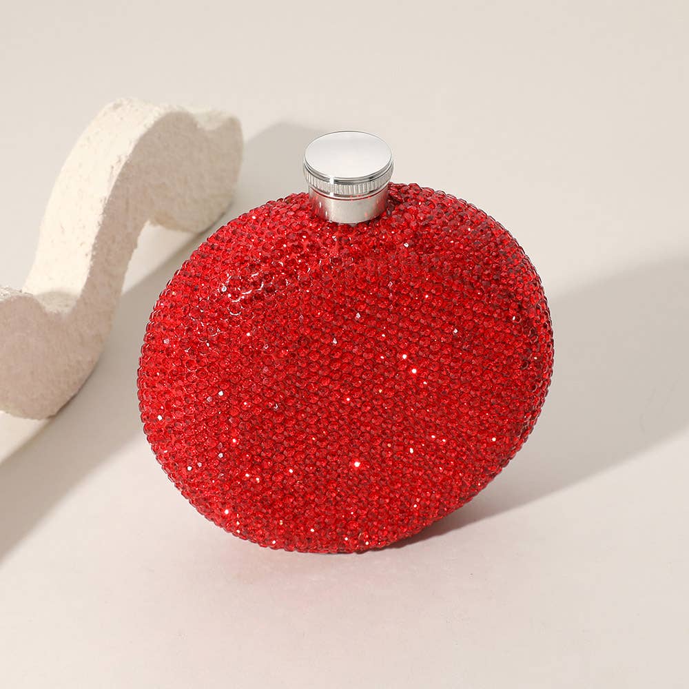 5oz Bling Studded Stainless Steel Round Flask: Clear