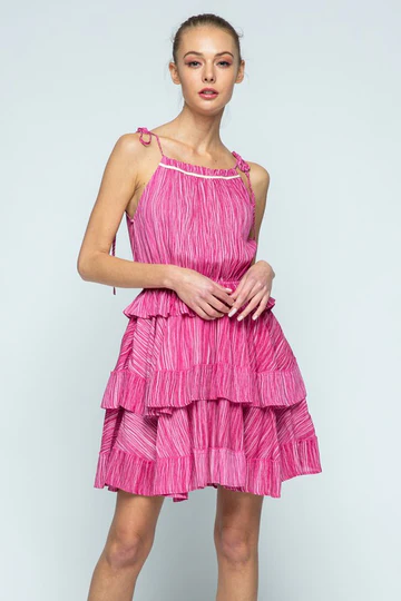 TEABERRY HALTER TIE STRAP TIERED LAYERED SKIRT MINI DRESS 