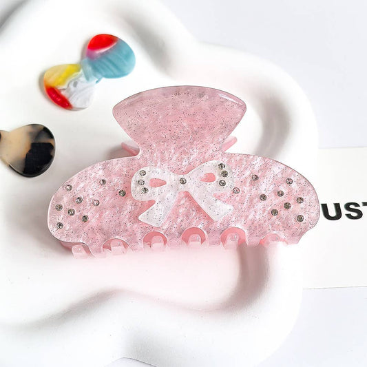 Sweet Bow & Rhinestone Embellished Hair Claw