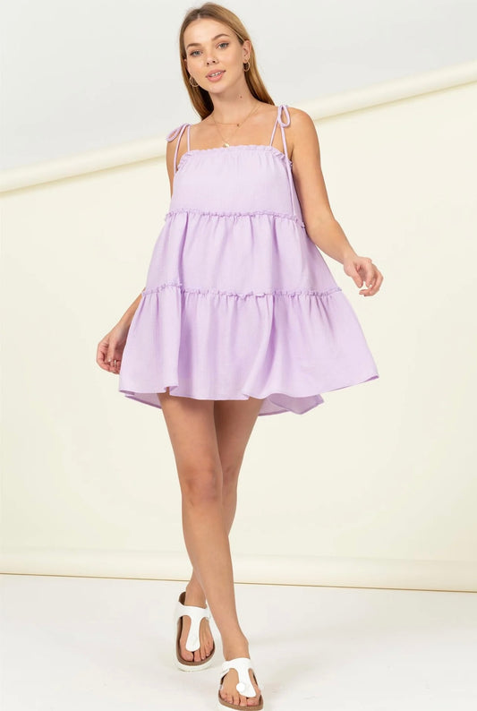 Better Days Tie-Strap Tiered Ruffle Dress