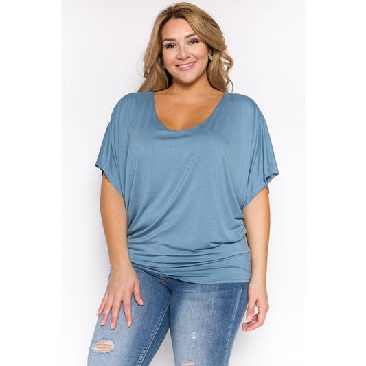 PLUS SIZE BATWING KNIT TOP
