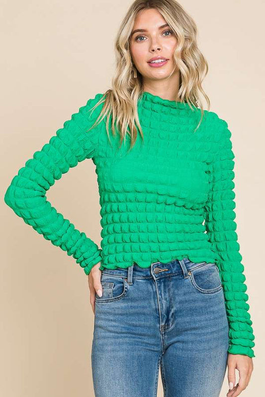 Mock Neck Long Sleeve Crop Top