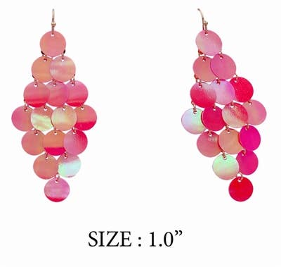 Hot Pink Sequin Chandelier Drop 3" Earrings