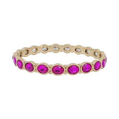 Hot Pink Rhinestone and Gold Bangle Bracelet