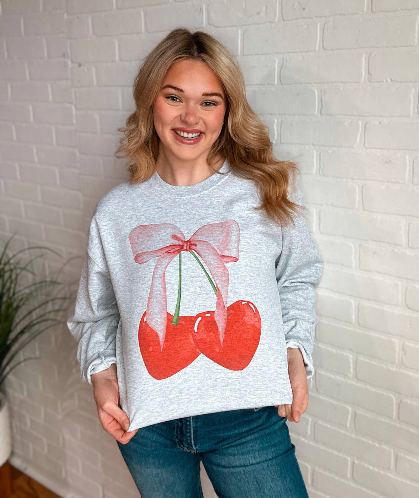 Cherry Bow Graphic Crewneck