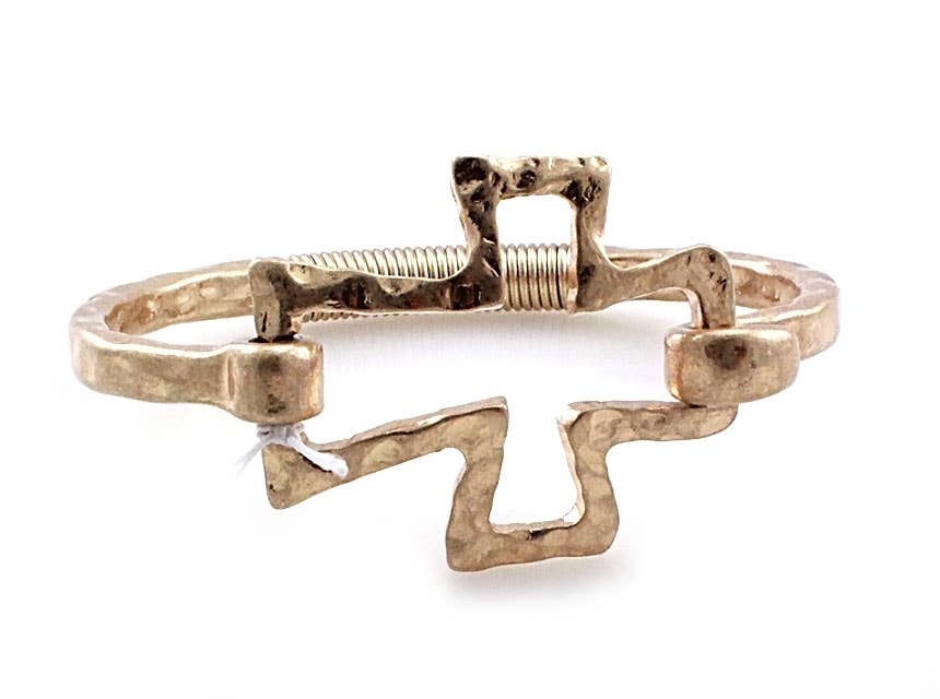 Gold Hinged Cross Bracelet