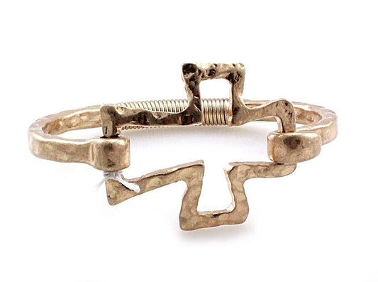 Gold Hinged Cross Bracelet
