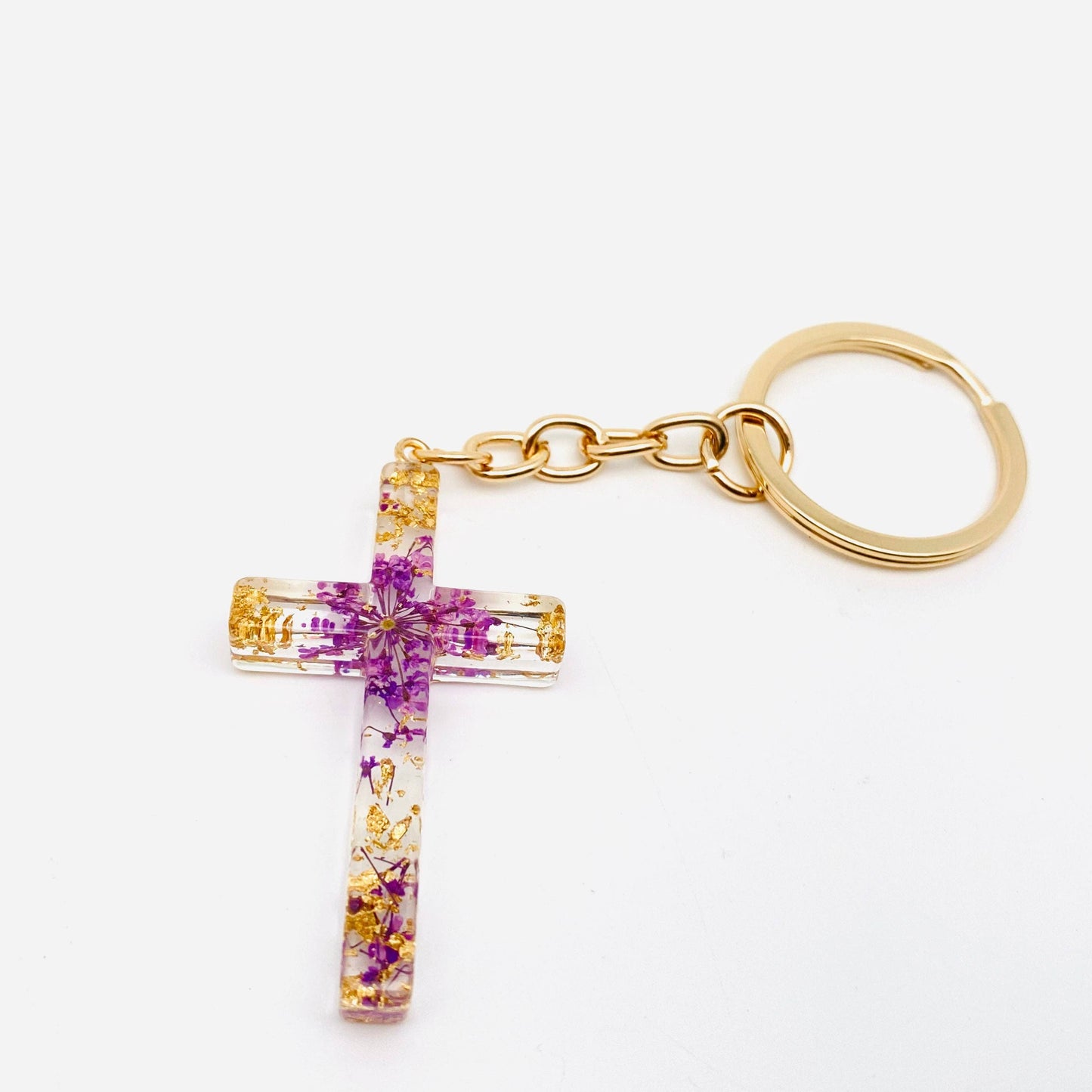 Flower Cross Pendant Keychain Bag Ornament