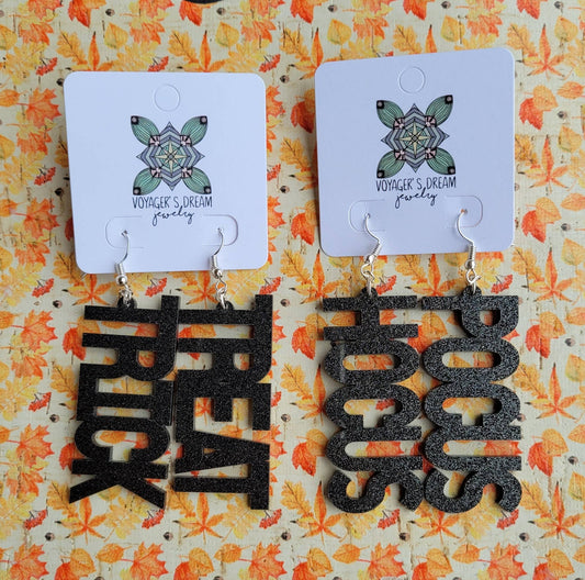 Halloween Word Earrings