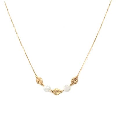 Worn Gold Coin and Pearl 16"-18" Necklace