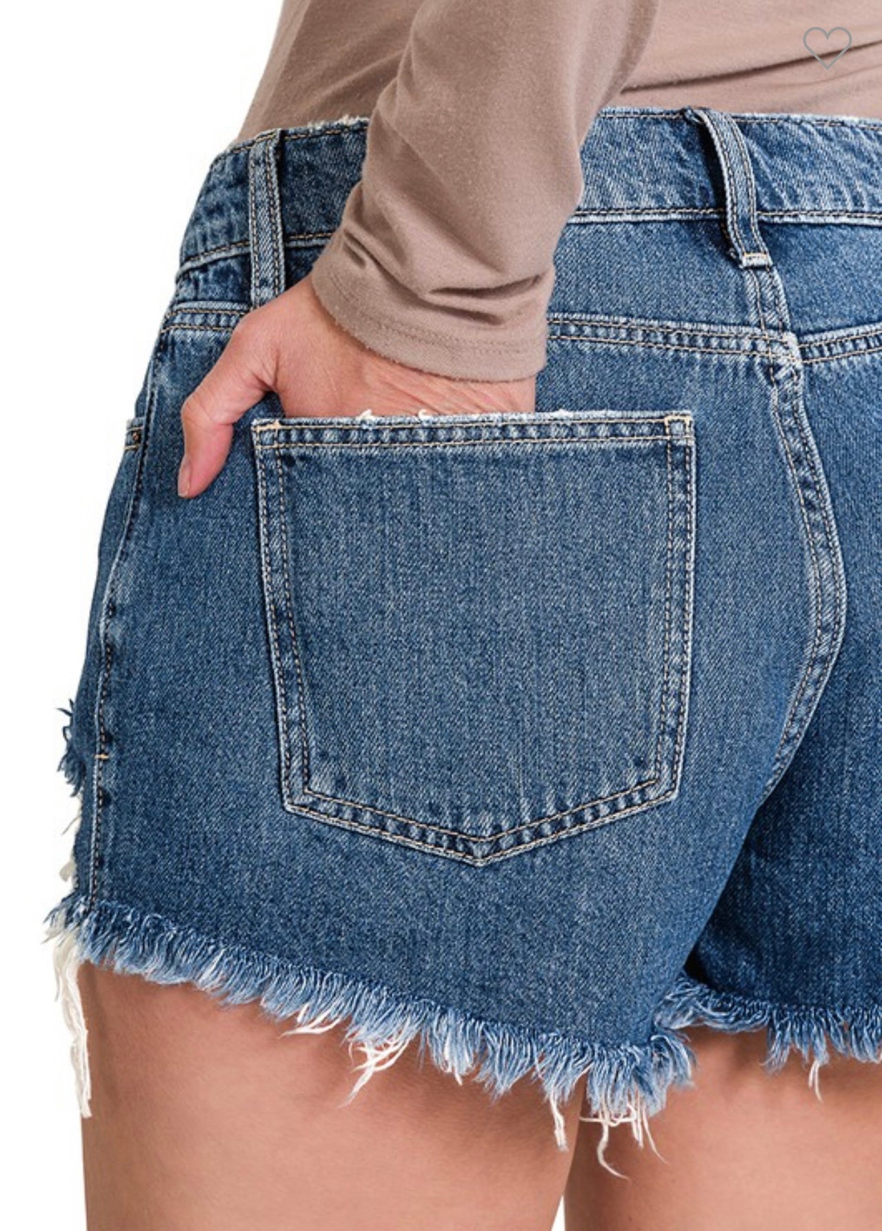 ZENANA Distressed Cut Denim Shorts