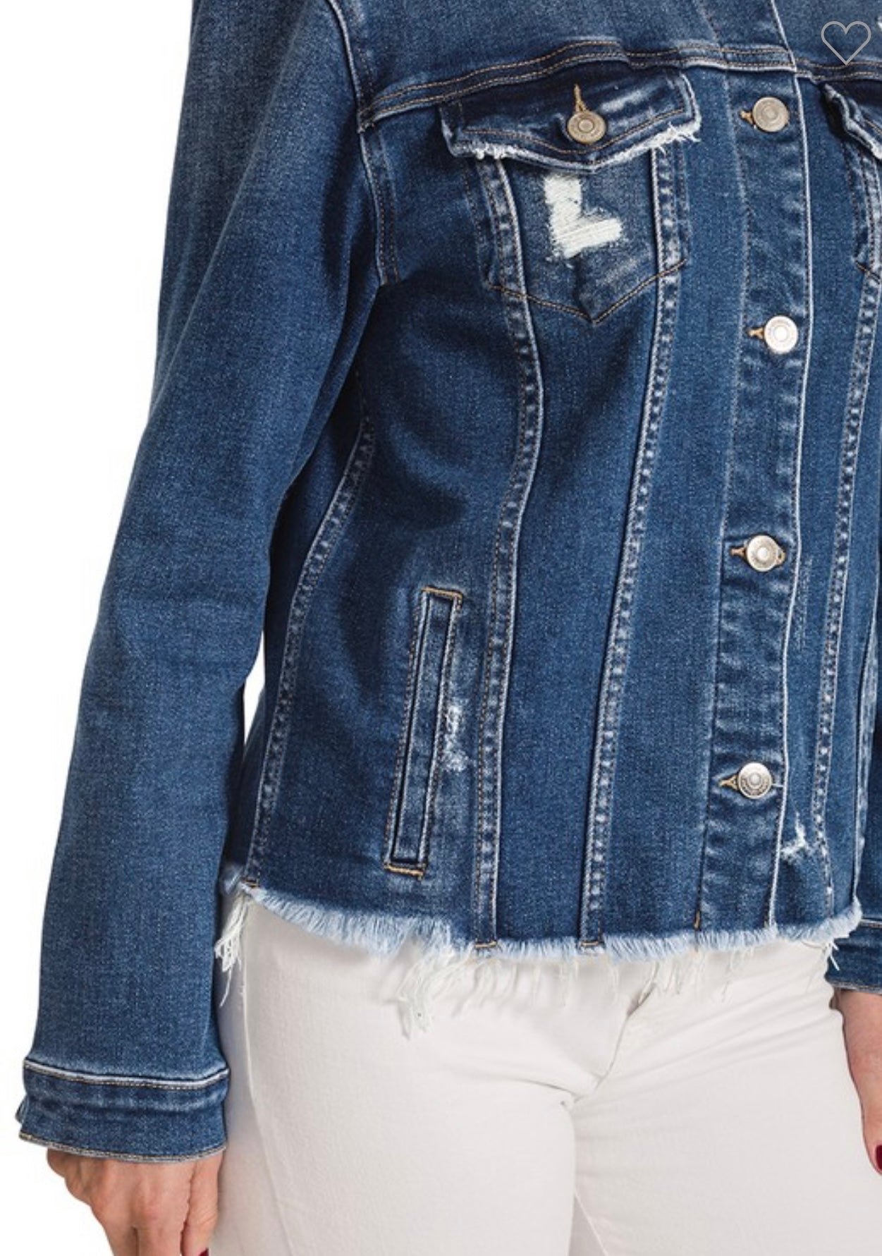 Distressed Raw Hem Denim Jacket