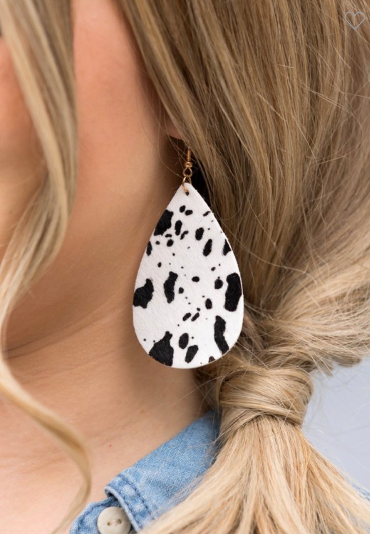 Cow Print Teardrop Earring