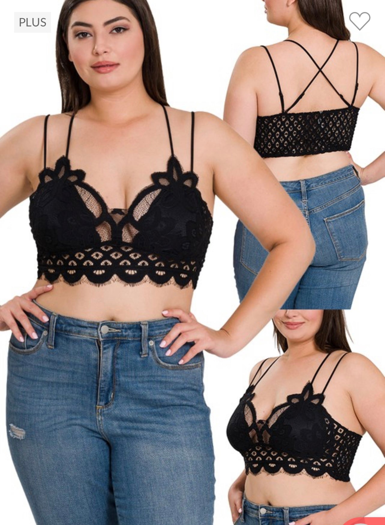 Plus Scalloped Lace Cami Bralette