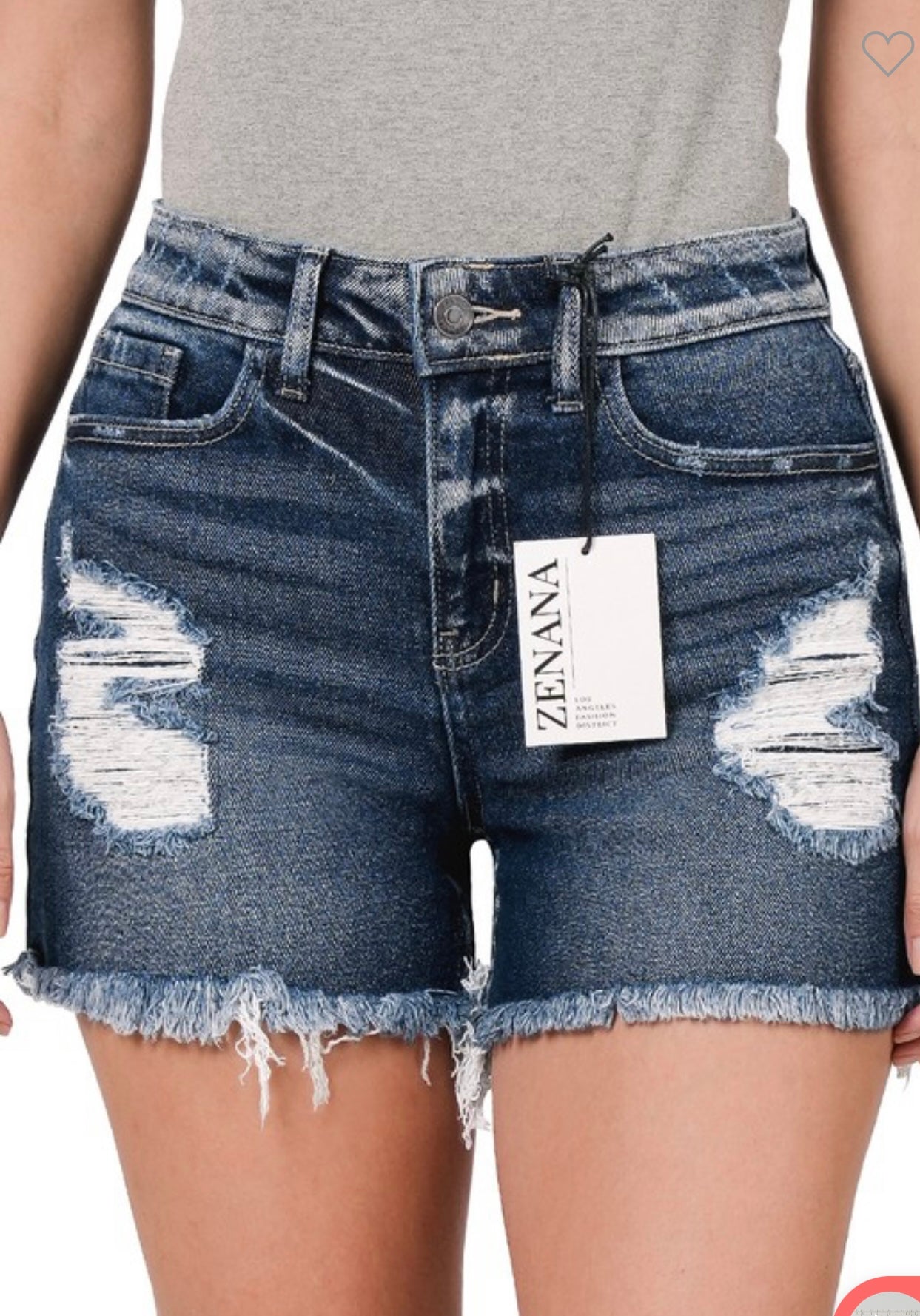 ZENANA Denim Distressed Shorts