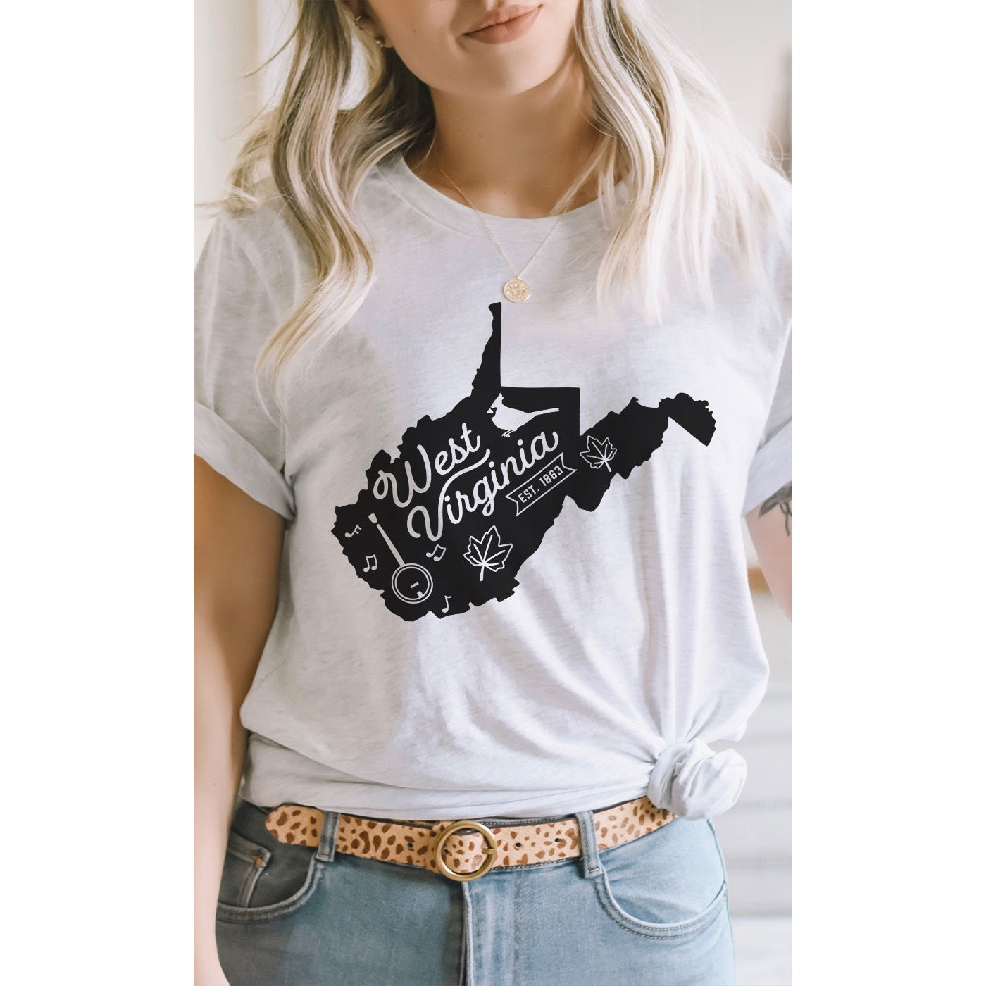 West Virginia State Outline Graphic Tee